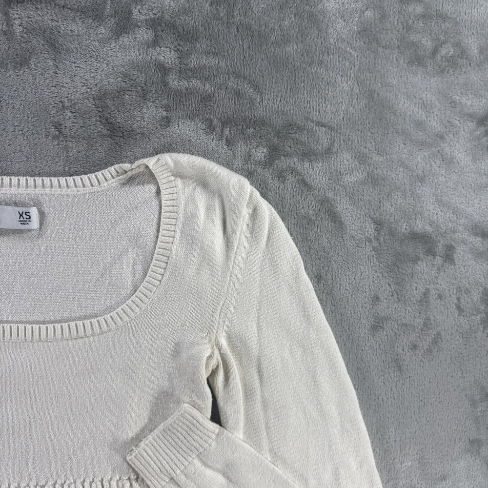 Hollister Babydoll‎ Top Sweater Women's XS White Cream Y2K Bella Swan 2000s - Picture 3 of 16